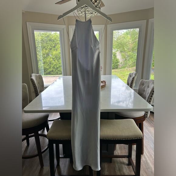 Zara Icy Blue SATIN DRESS WITH SPAGHETTI STRAPS NWT Size  XXL - Picture 7 of 16